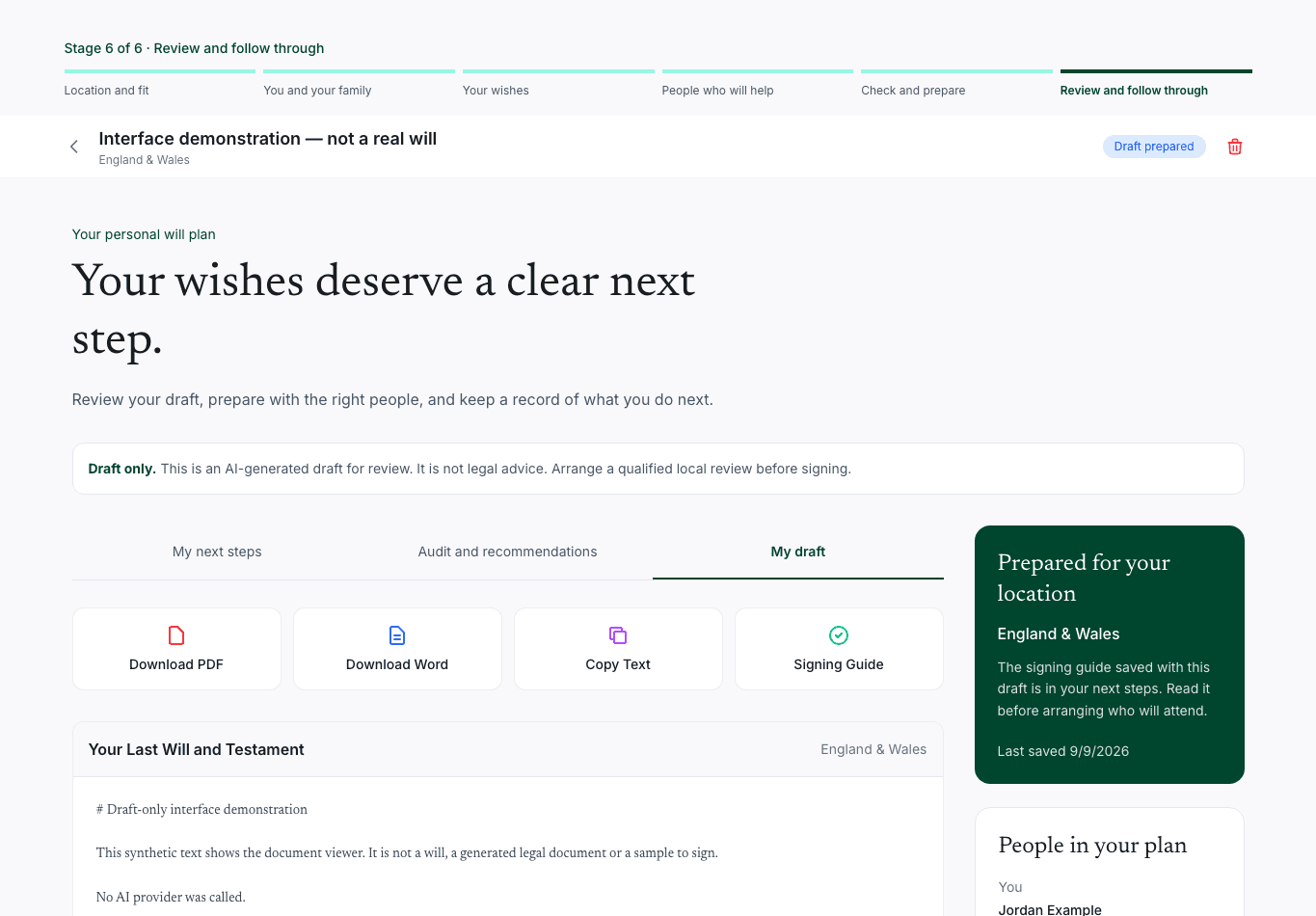 Read the draft: synthetic Pactlio interface, not a customer document